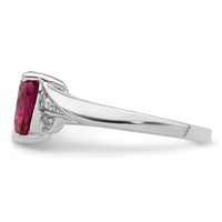 Sterling Silver Rhodium-plated CZ and Synthetic Ruby Heart Ring view 3