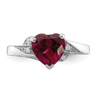 Sterling Silver Rhodium-plated CZ and Synthetic Ruby Heart Ring view 5