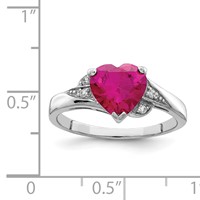 Sterling Silver Rhodium-plated CZ and Synthetic Ruby Heart Ring view 4