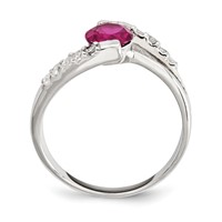 Sterling Silver Red CZ Ring with CZ Accents view 2