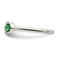 Sterling Silver Green Glass Bead 4-Leaf Clover Adjustable Ring view 3