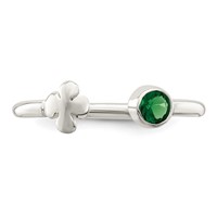 Sterling Silver Green Glass Bead 4-Leaf Clover Adjustable Ring view 5