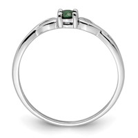 Sterling Silver Rhodium-plated Green & White CZ Ring view 2
