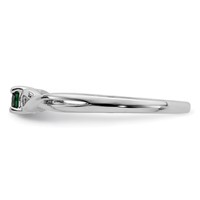 Sterling Silver Rhodium-plated Green & White CZ Ring view 3