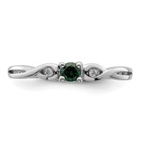 Sterling Silver Rhodium-plated Green & White CZ Ring view 5
