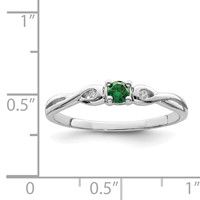 Sterling Silver Rhodium-plated Green & White CZ Ring view 4