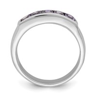Sterling Silver Polished Purple CZ Ring view 2