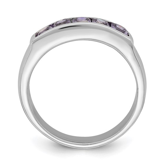 Sterling Silver Polished Purple CZ Ring