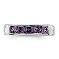 Sterling Silver Polished Purple CZ Ring view 5