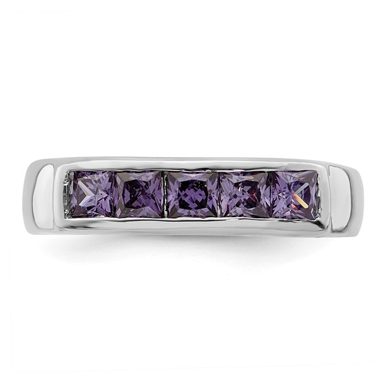 Sterling Silver Polished Purple CZ Ring