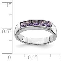 Sterling Silver Polished Purple CZ Ring view 4