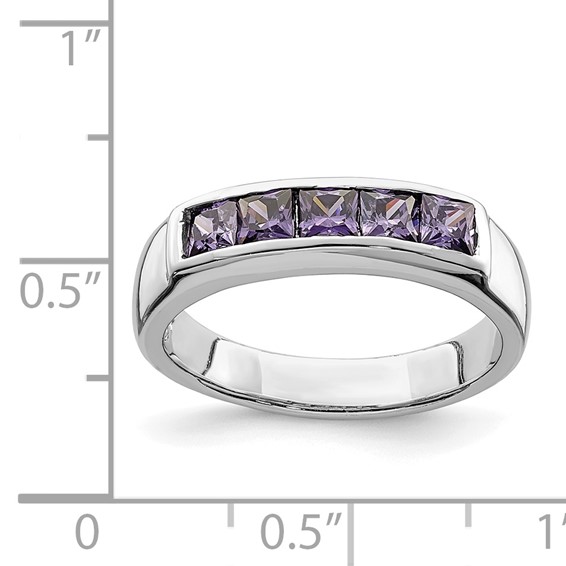 Sterling Silver Polished Purple CZ Ring