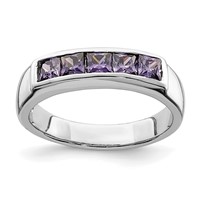 Sterling Silver Polished Purple CZ Ring view 1