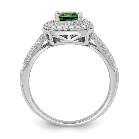 Pure Fire Sterling Silver Rhod-plated White & Green CZ Ring