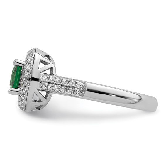Pure Fire Sterling Silver Rhod-plated White & Green CZ Ring