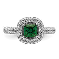 Pure Fire Sterling Silver Rhod-plated White & Green CZ Ring view 5