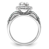 Sterling Silver Rhodium-plated CZ and Lab Created Emerald Ring view 2