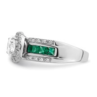 Sterling Silver Rhodium-plated CZ and Lab Created Emerald Ring view 3