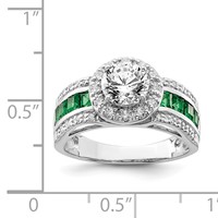 Sterling Silver Rhodium-plated CZ and Lab Created Emerald Ring view 4