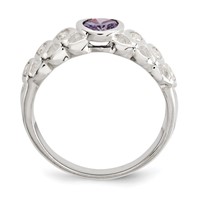 Sterling Silver Purple CZ Oval Ring view 2