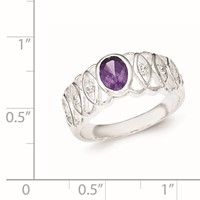 Sterling Silver Purple CZ Oval Ring view 3