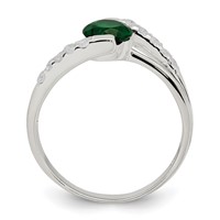 Sterling Silver Green CZ Ring with CZ Accents view 2