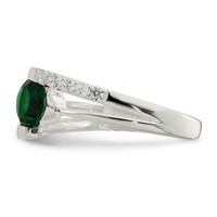 Sterling Silver Green CZ Ring with CZ Accents view 3