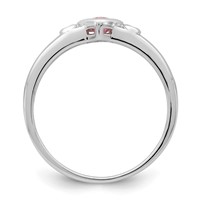 Sterling Silver Rhodium-plated White & Pink CZ Heart Ring view 2
