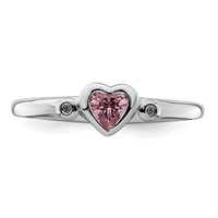 Sterling Silver Rhodium-plated White & Pink CZ Heart Ring view 5