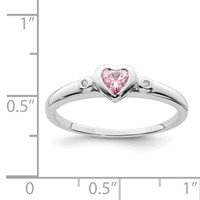 Sterling Silver Rhodium-plated White & Pink CZ Heart Ring view 4