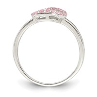 Sterling Silver Polished Pink CZ Heart Ring view 2