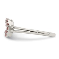 Sterling Silver Polished Pink CZ Heart Ring view 3