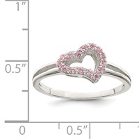 Sterling Silver Polished Pink CZ Heart Ring view 4
