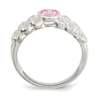 Sterling Silver Pink CZ Oval Ring view 2
