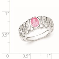 Sterling Silver Pink CZ Oval Ring view 3