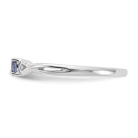 Sterling Silver Rhodium-plated Blue Color & White CZ Ring view 3