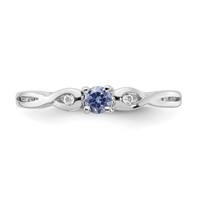 Sterling Silver Rhodium-plated Blue Color & White CZ Ring view 5