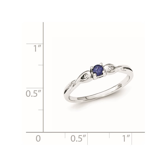 Sterling Silver Rhodium-plated Blue Color & White CZ Ring