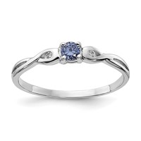Sterling Silver Rhodium-plated Blue Color & White CZ Ring view 1