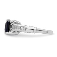 Sterling Silver Rhodium-plated Lab Created Blue Sapphire and CZ Ring view 3