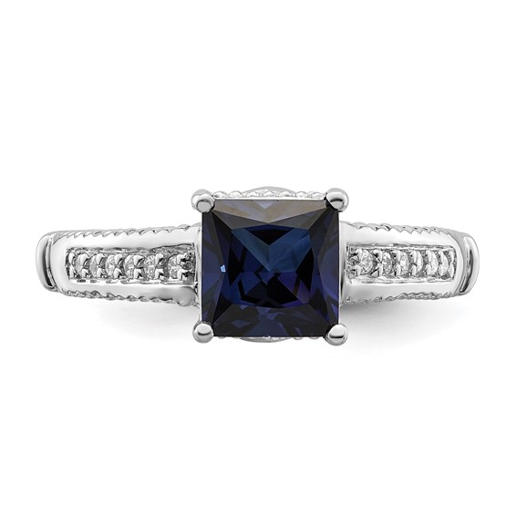 Sterling Silver Rhodium-plated Gemstone & CZ Rings
