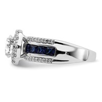 Sterling Silver Rhodium-plated CZ and Lab Created Sapphire Ring view 3