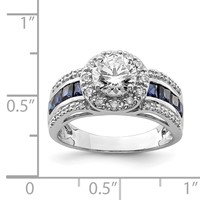 Sterling Silver Rhodium-plated CZ and Lab Created Sapphire Ring view 5