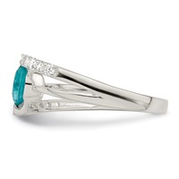 Sterling Silver Blue CZ Ring with CZ Accents view 3