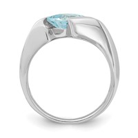 Sterling Silver Rhodium-plated Polished Blue CZ Ring view 2