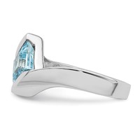 Sterling Silver Rhodium-plated Polished Blue CZ Ring view 3