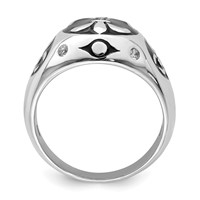 Sterling Silver Rhodium-plated Polished White Topaz Fleur De Lis Ring view 2