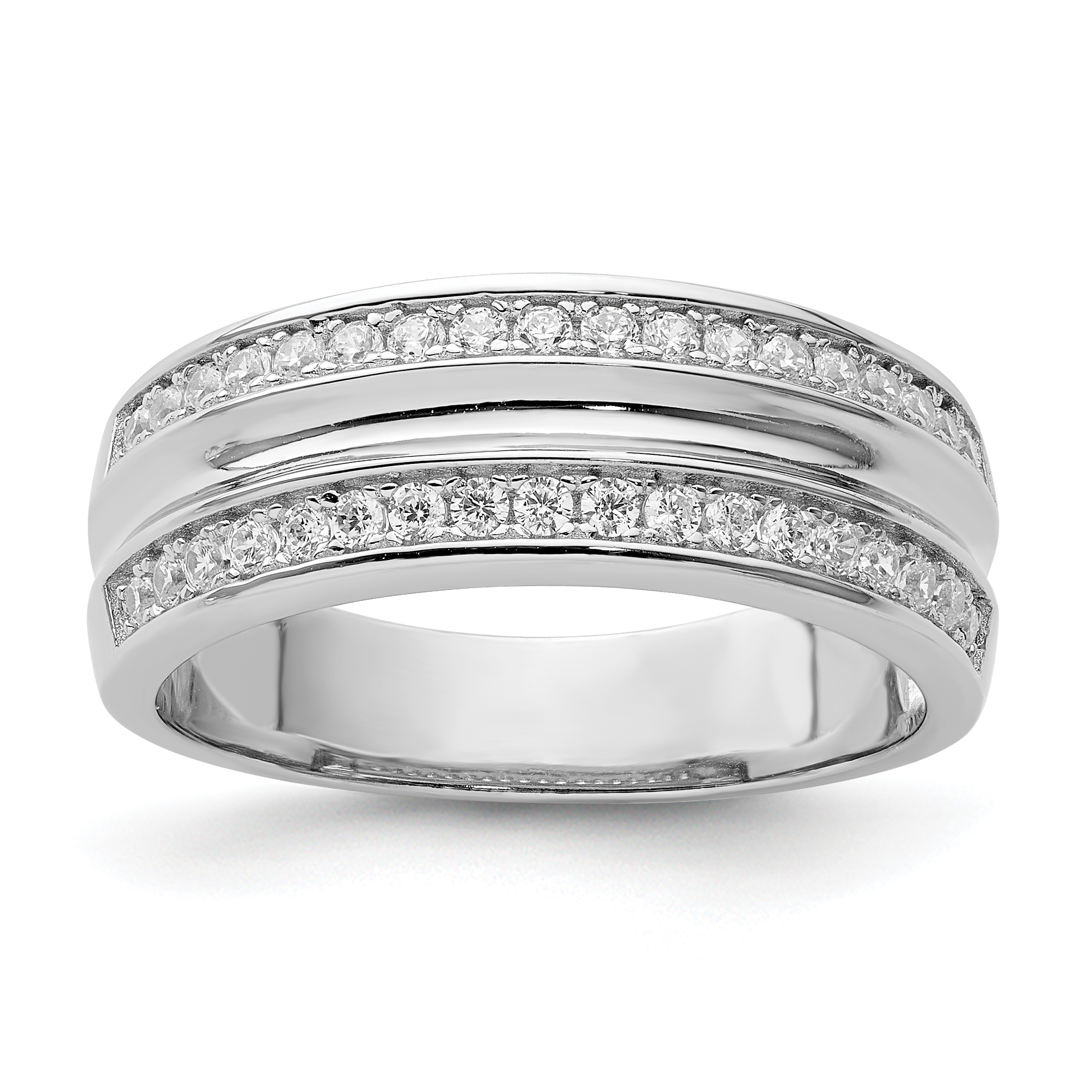 Sterling Silver Rhodium-plated and CZ Ring (QR6356-10)