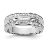Sterling Silver Rhodium-plated and CZ Ring view 1