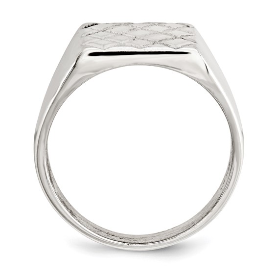 Sterling Silver Polished Diamond-pattern Ring